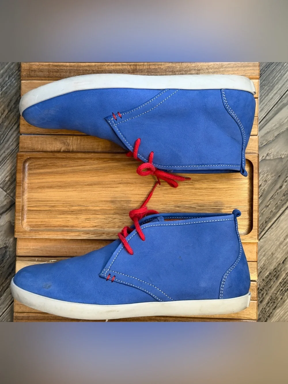 RARE! Boden Men's Blue Suede Chukka Union Jack Desert Boots Sz 43 US 10 / 10.5